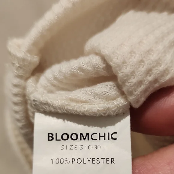 Bloomchic Waffle Knit Ruffled Sleeve Top - Cream 1x - Picture 5 of 6